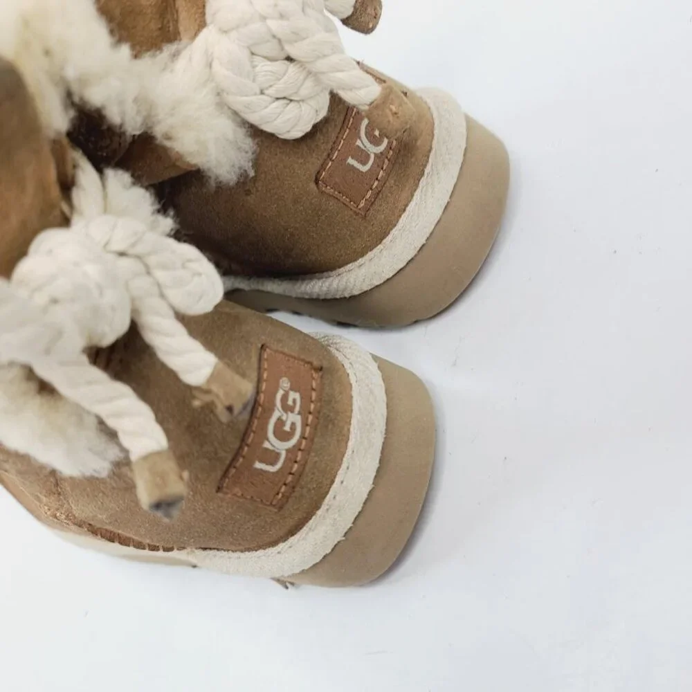 UGG Women's Tan Chestnut Selene Suede Ankle Winter Snow Boot Size 5‎